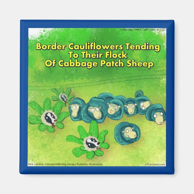 Rick London Funny Border Collie Blume Comic Magnet (Vorne)