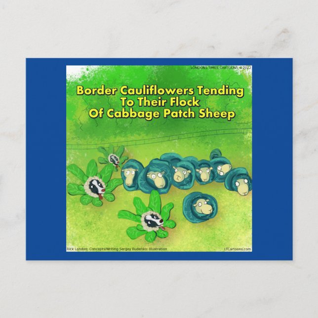 Rick London Funny Border Collie Blume Comic Postkarte (Vorderseite)