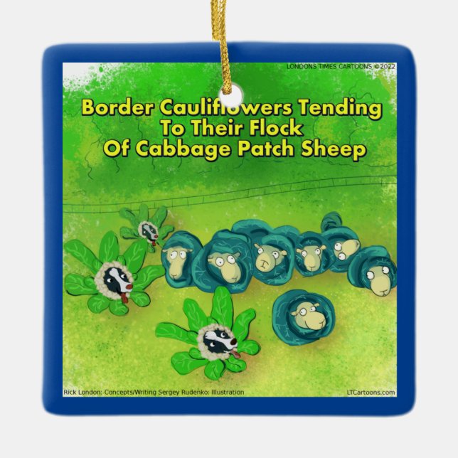 Rick London Funny Border Collie Blume Keramikornament (Vorderseite)