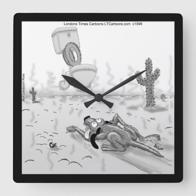 Rick London Funny Dog Mirage Square Wall Clock Quadratische Wanduhr (Vorderseite)