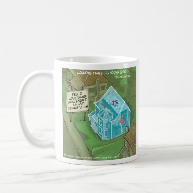 Rick London Funny Flooded House For Sale Comic Kaffeetasse (Links)