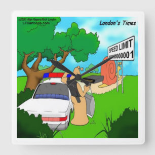 Rick London Funny Slug Traffic Polizist Wall Clock Quadratische Wanduhr