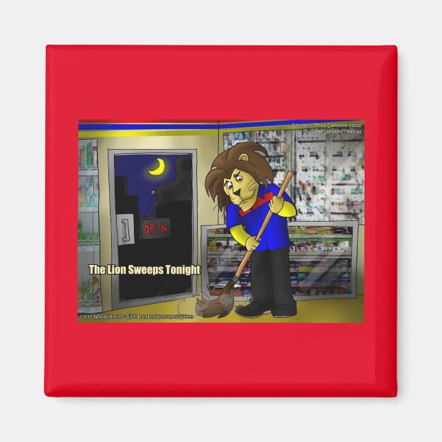 Rick London "Lion Sweeps Tonight" Funny Comic Magnet (Vorne)