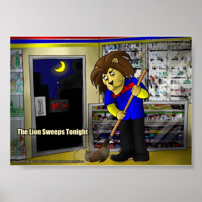 Rick London "Lion Sweeps Tonight" Funny Comic Poster (Vorne)