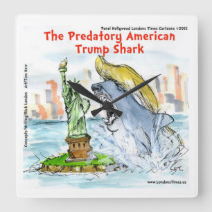 Rick London Lustige Trump-Hai Quadratische Wanduhr