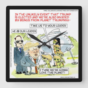 Rick London Lustiger Planet Trump Quadratische Wan Wanduhr