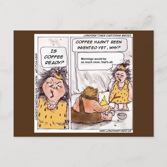 Rick London Prehistorischer Kaffee Funny Cartoon Postkarte (Vorderseite)