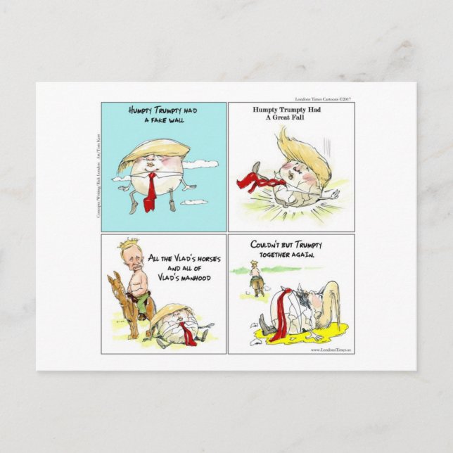 Rick London "Trumpty Dumpty" Funny Trump-Geschenk Postkarte (Vorderseite)