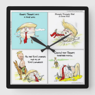 Rick London "Trumpty Dumpty" Funny Wall Clock Quadratische Wanduhr