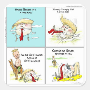 Rick London "Trumpty Dumpty" Lustiges Trump-Gesche Quadratischer Aufkleber