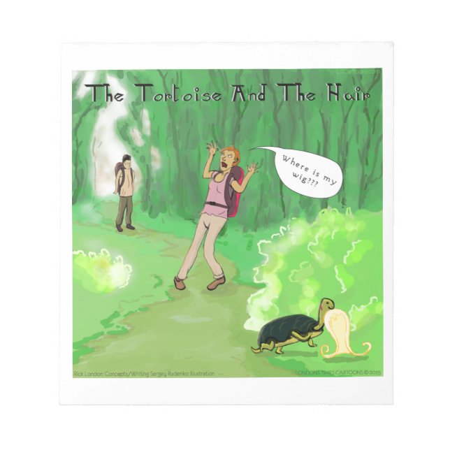 Rick London Turtle und das Wig Hair Funny Notizblock (Vorderseite)