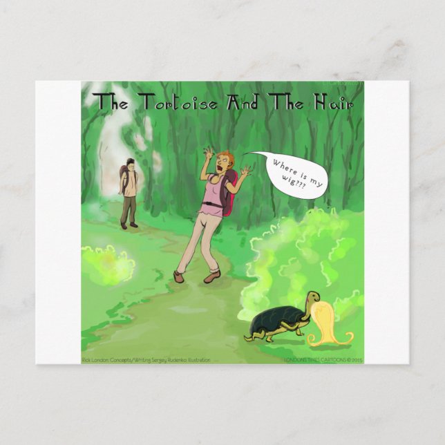 Rick London Turtle und das Wig Hair Funny Postkarte (Vorderseite)