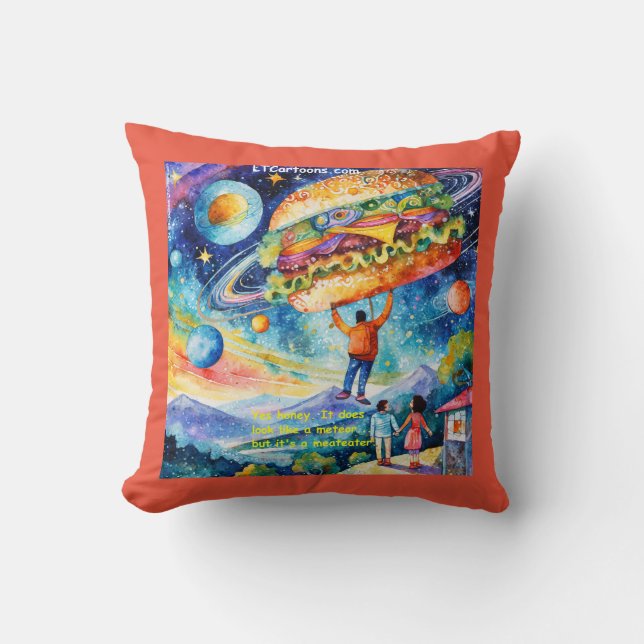 Rick London Vegan Sees Meateator in Space Funny Kissen (Vorderseite)