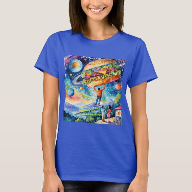 Rick London Vegan Sees Meateator in Space Funny T-Shirt (Vorderseite)