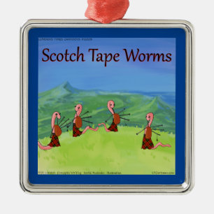 Rick London Worms of Scotland Comic Tree Ornament Aus Metall
