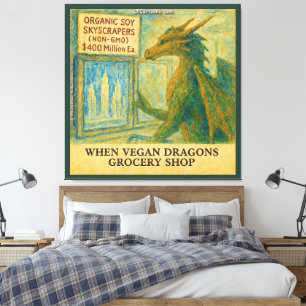 Rick Londons Veganes Drachengeschäft Funny Shoppin Leinwanddruck