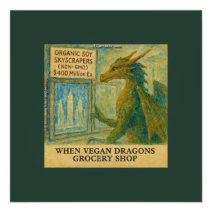 Rick Londons Veganes Drachengeschäft Funny Shoppin Poster