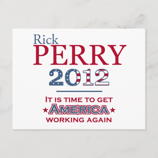 Rick Perry 2012 für Präsident Postkarte (Vorderseite)