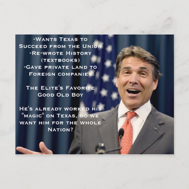 Rick Perry für Präsident?!?!!!! Postkarte (Vorderseite)