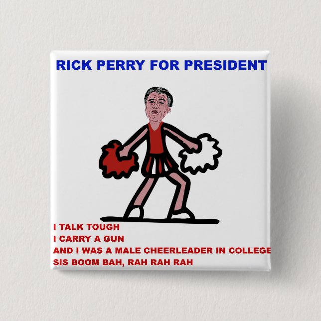 Rick Perry für Präsidenten Cheerleader Cartoon Button (Vorderseite)