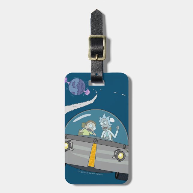 RICK UND MEHR™| Abfliegen auf Raumschiffen Gepäckanhänger (Vorderseite vertikal)