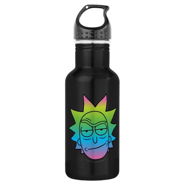 RICK UND MEHR™| Rainbow Rick Head Edelstahlflasche (Vorderseite)