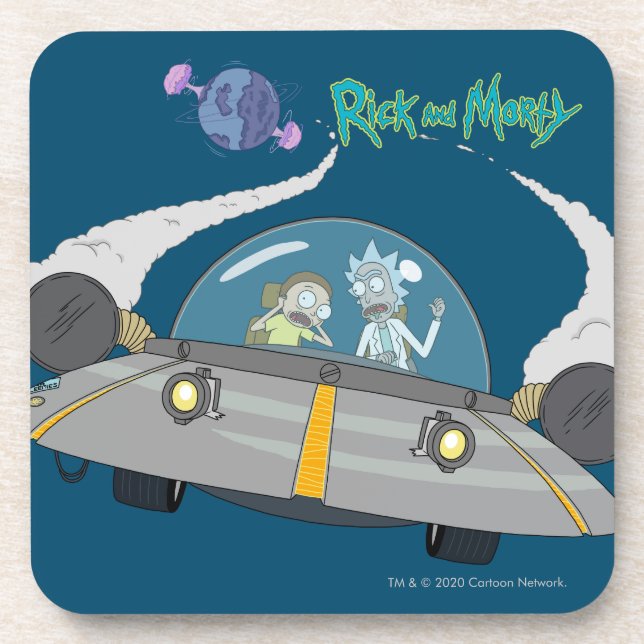RICK UND MORTY™ | Abfliegen im Raumschiff Getränkeuntersetzer (Vorderseite)