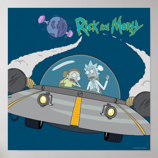 RICK UND MORTY™ | Abfliegen im Raumschiff Poster (Vorne)