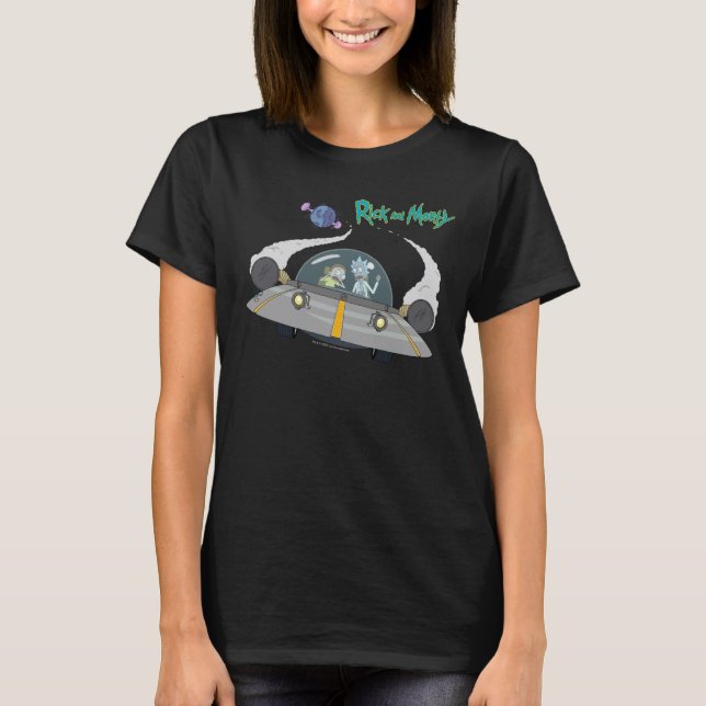 RICK UND MORTY™ | Abfliegen im Raumschiff T-Shirt (Vorderseite)