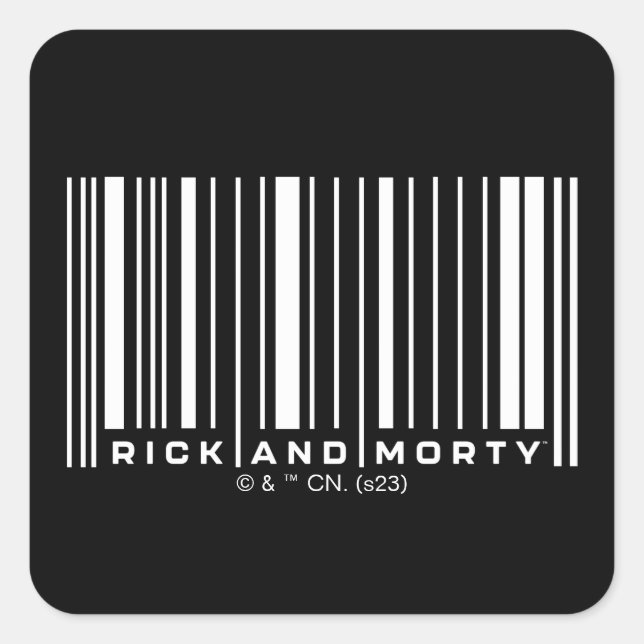 Rick und Morty Bar Code Graphic Quadratischer Aufkleber (Vorderseite)