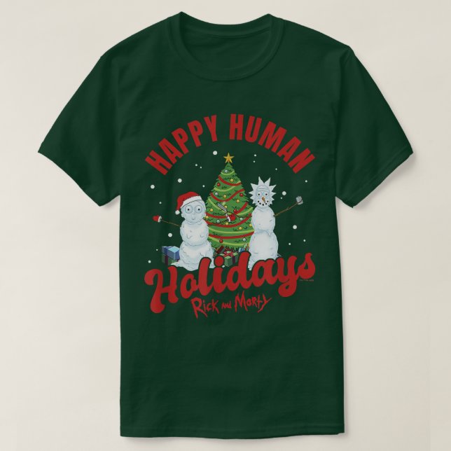 Rick und Morty Christmas Happy Human Holidays Cele T-Shirt (Design vorne)