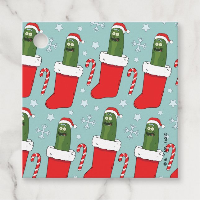 Rick und Morty | Christmas Pickle Rick Pattern Geschenkanhänger (Vorderseite)