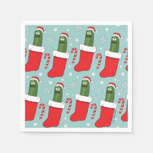 Rick und Morty | Christmas Pickle Rick Pattern Serviette (Vorderseite)
