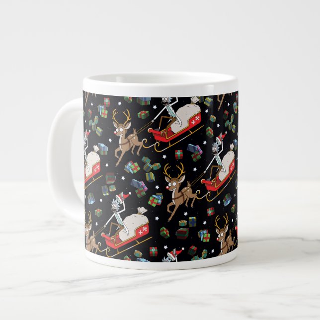 Rick und Morty | Christmas Reindeer Sleigh Pattern Jumbo-Tasse (Vorderseite Links)