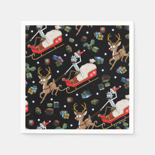 Rick und Morty   Christmas Reindeer Sleigh Pattern Serviette