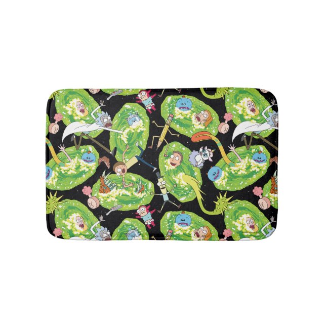 RICK UND MORTY™ | Fallende durch Portale Muster Badematte (Vorderseite)