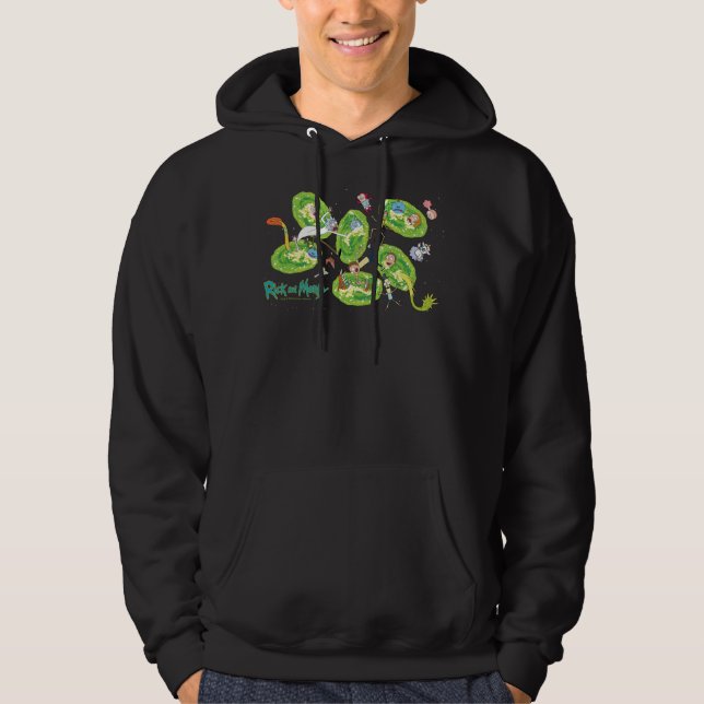 RICK UND MORTY™ | Fallende durch Portale Muster Hoodie (Vorderseite)