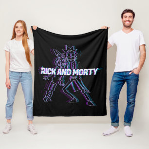 RICK UND MORTY™   Glitched Rick and Morty Fleecedecke