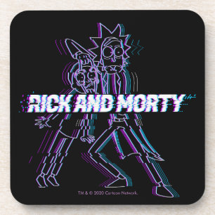RICK UND MORTY™   Glitched Rick and Morty Getränkeuntersetzer
