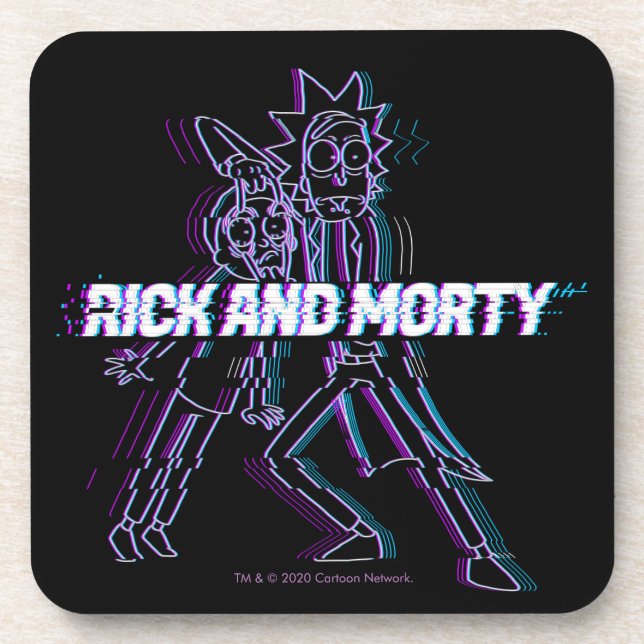 RICK UND MORTY™ | Glitched Rick and Morty Getränkeuntersetzer (Vorderseite)
