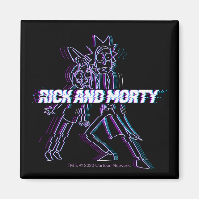 RICK UND MORTY™ | Glitched Rick and Morty Magnet (Vorne)