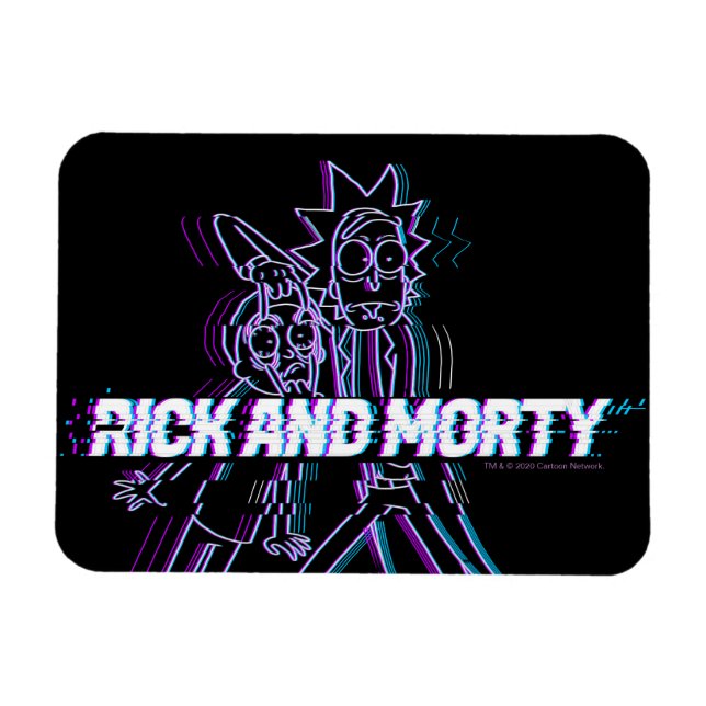 RICK UND MORTY™ | Glitched Rick and Morty Magnet (Horizontal)