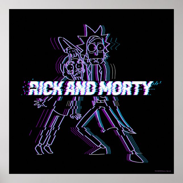 RICK UND MORTY™ | Glitched Rick and Morty Poster (Vorne)