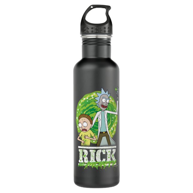 RICK UND MORTY™ | Grüner Splash Edelstahlflasche (Vorderseite)