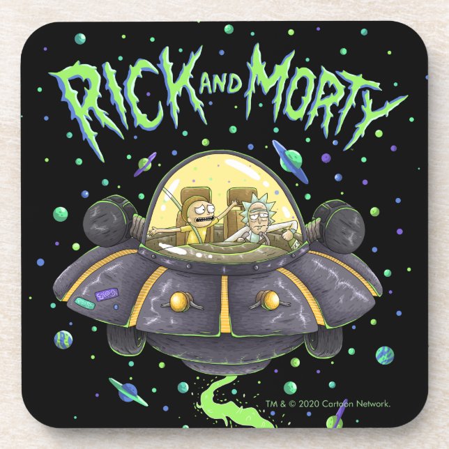 RICK UND MORTY™ | Illustriert Space Flight Graphic Getränkeuntersetzer (Vorderseite)
