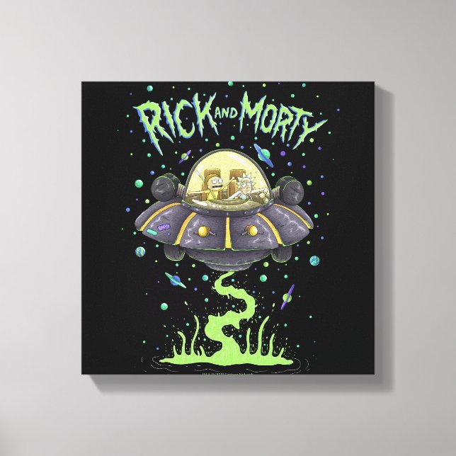 RICK UND MORTY™ | Illustriert Space Flight Graphic Leinwanddruck (Vorderseite)