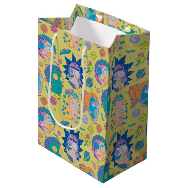 RICK UND MORTY™ | Infiziertes Smith-Familienmuster Mittlere Geschenktüte (Vorderseite Schrägansicht)