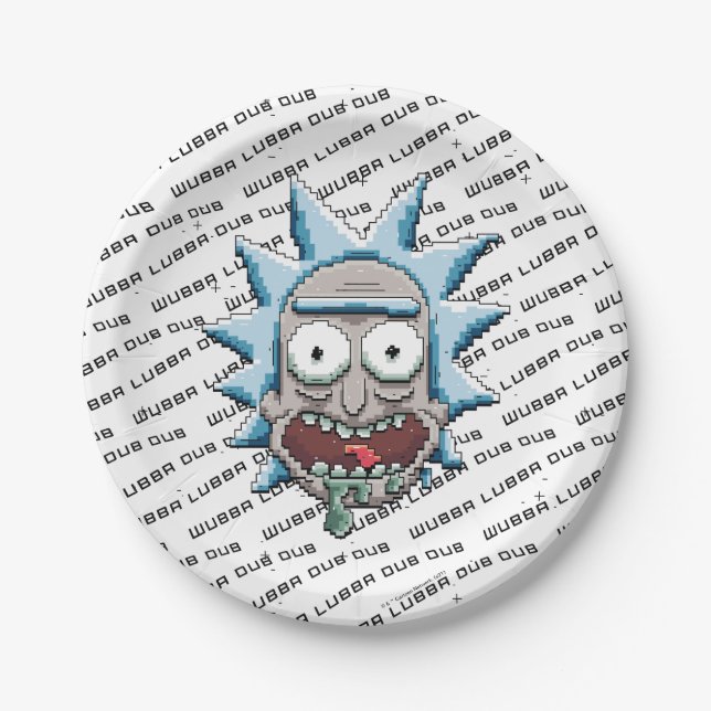RICK UND MORTY™ | Pixel Vers Rick Drooling Head Pappteller (Vorderseite)