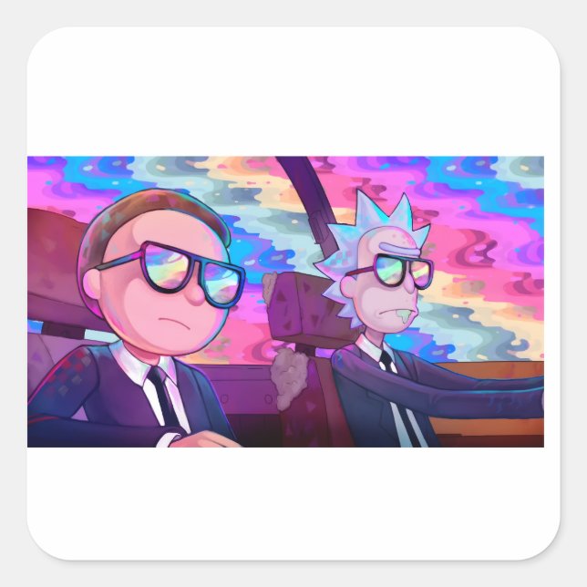 Rick und Morty Quadratischer Aufkleber (Vorderseite)