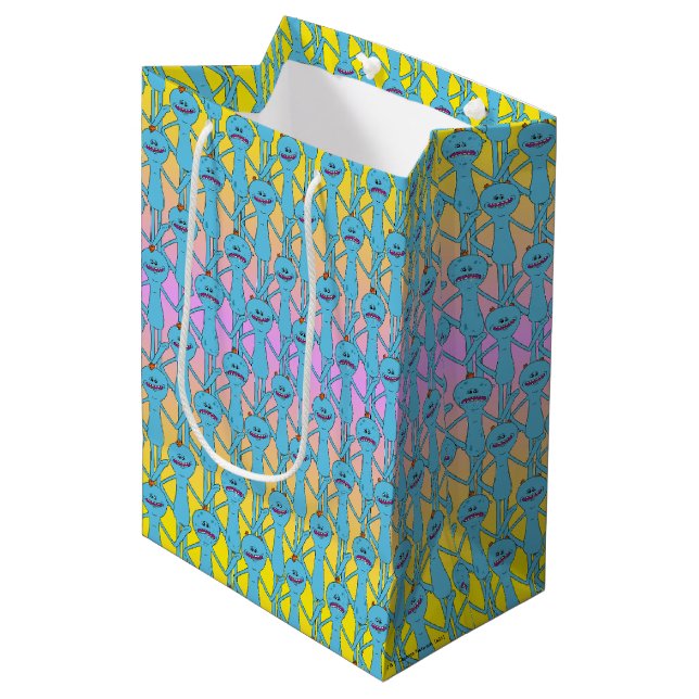 RICK UND MORTY™ | Rainbow Herr Meeseeks Pattern Mittlere Geschenktüte (Vorderseite Schrägansicht)